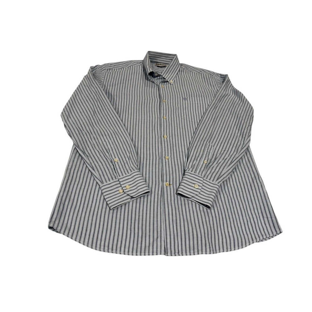 Barbour Men Shirt Lightweight Long Sleeve Button Up Blue Regular Fit Medium